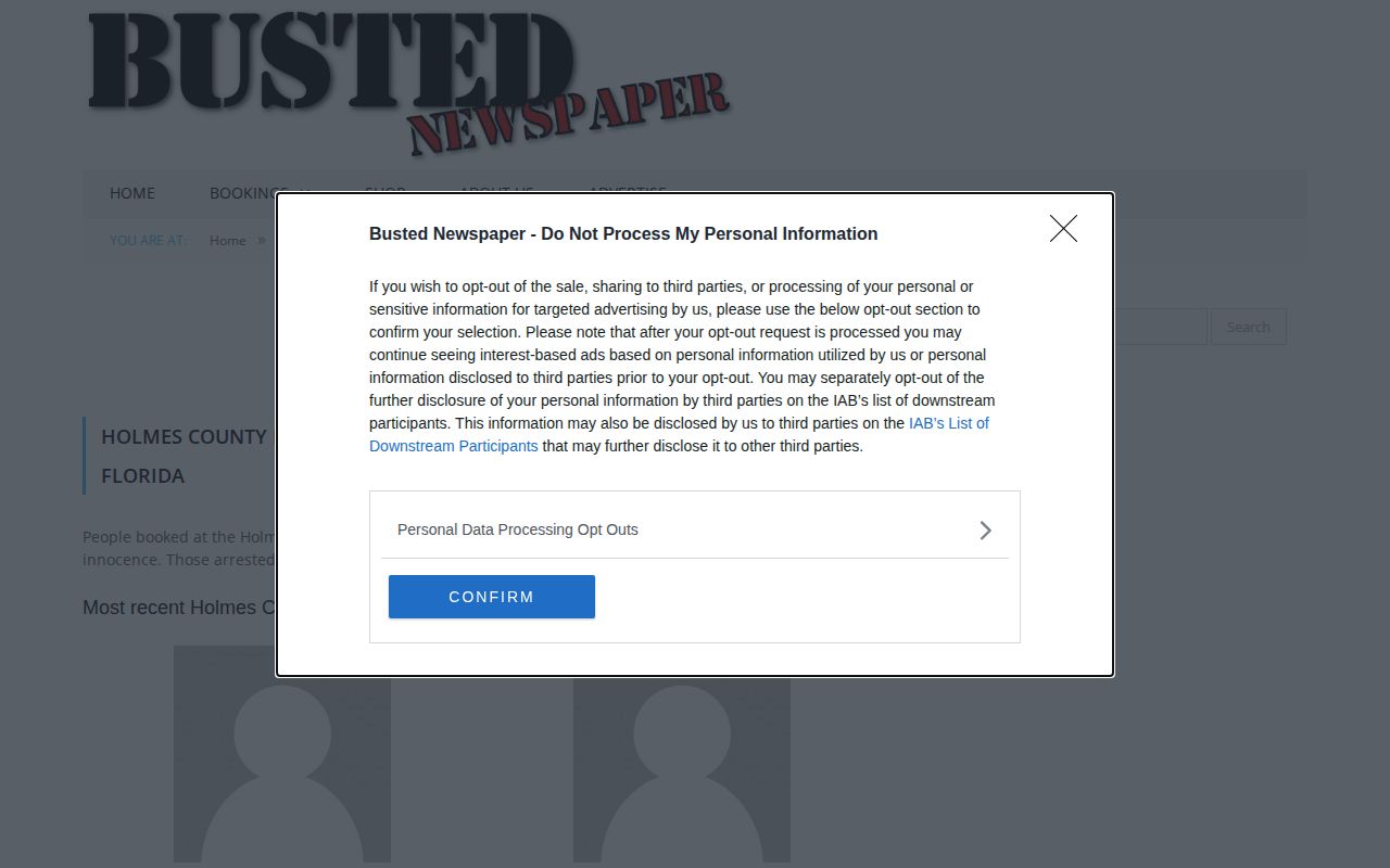 Unofficial Busted Newspaper Holmes County booking archive landing page