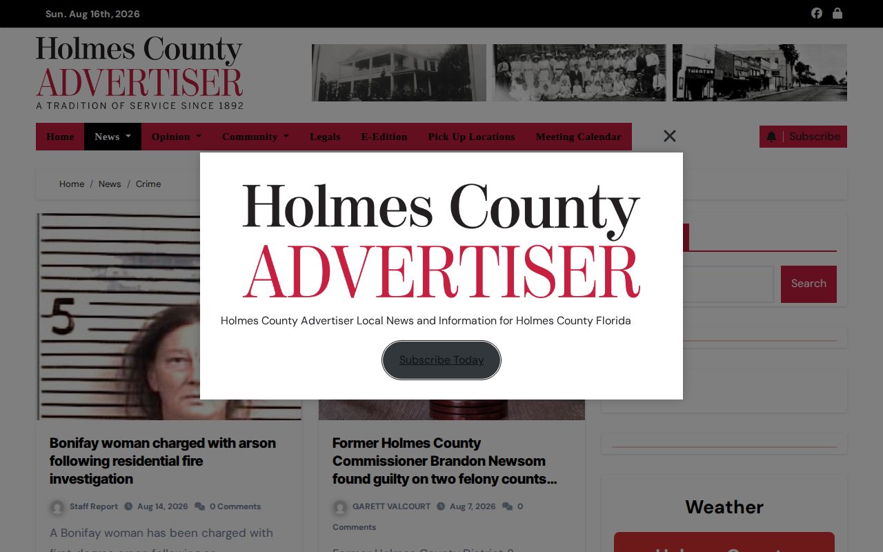 Holmes County Advertiser crime news and arrest report section